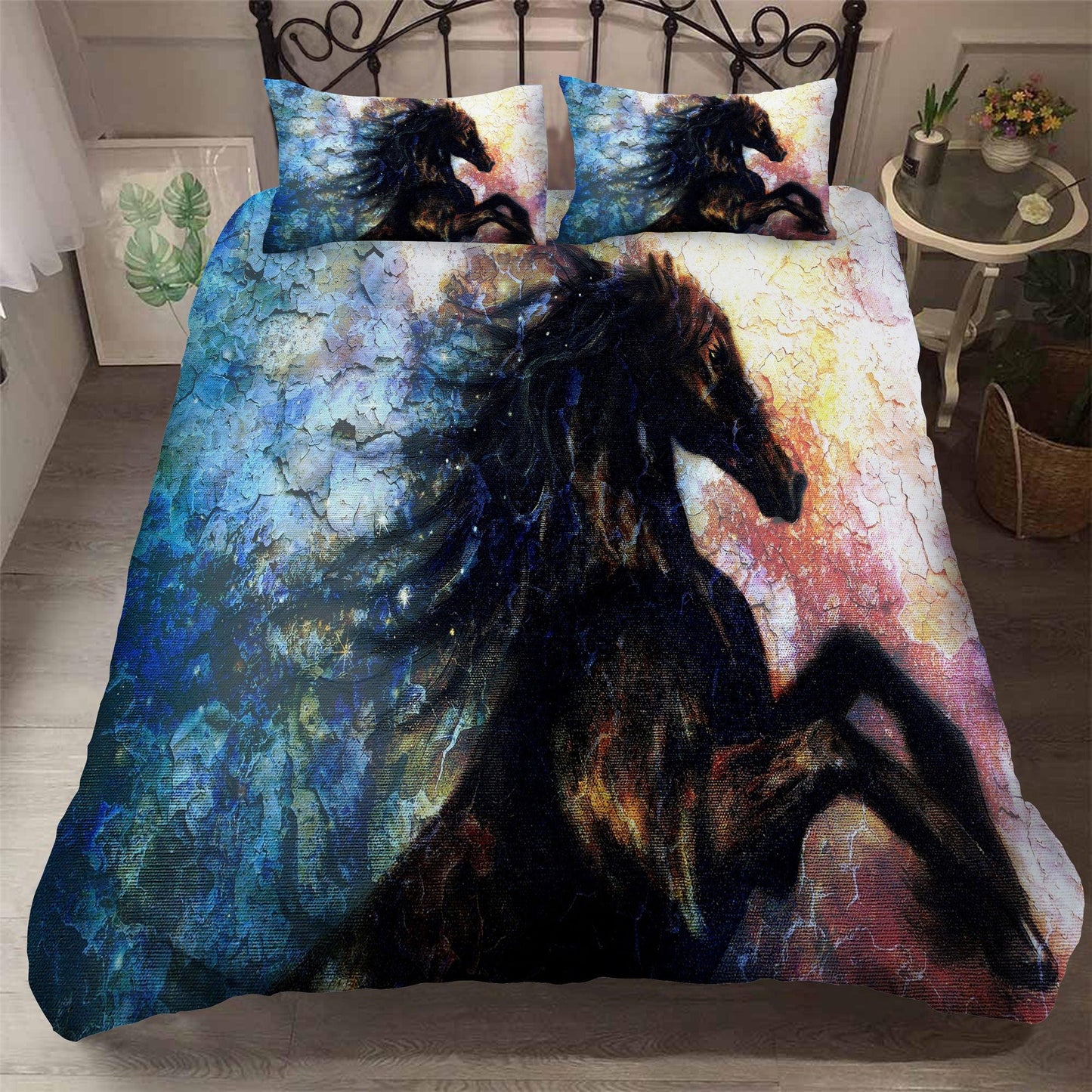 3D Black Abstract Horse Quilt Cover Set Bedding Set Pillowcases 33