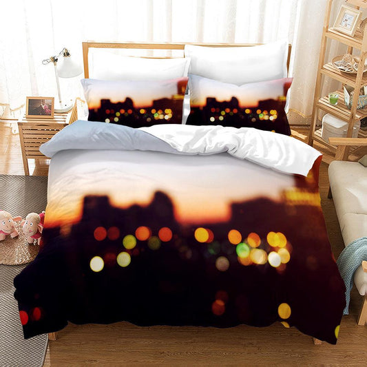 3D Blurry City Night View Quilt Cover Set Bedding Set Pillowcases 262