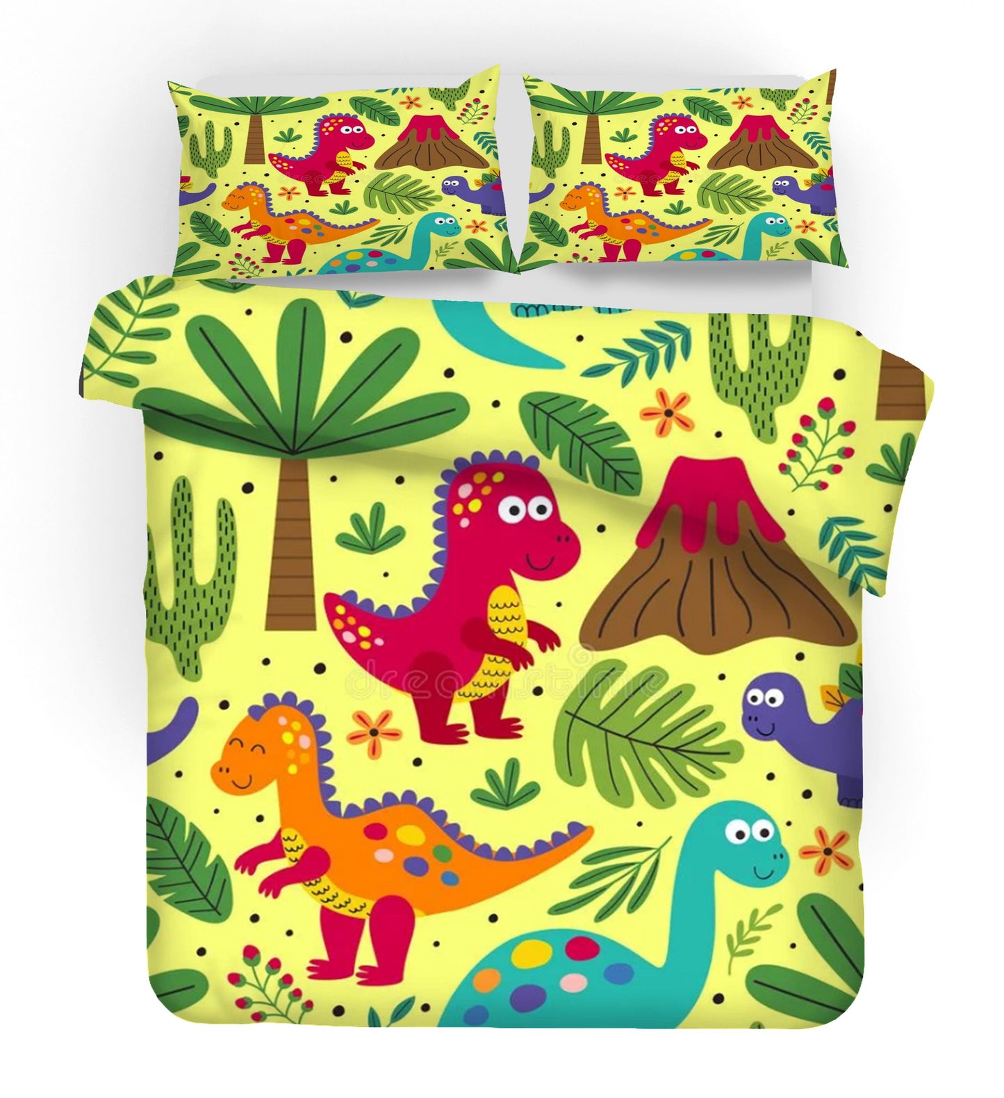 3D Cartoon Animal Dinosaur Coconut Tree Quilt Cover Set Bedding Set Duvet Cover Pillowcases 55