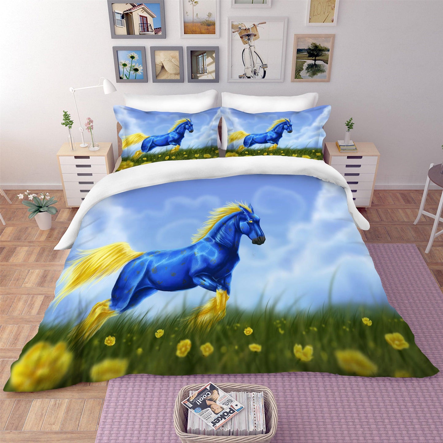 3D Blue Myth Horse Quilt Cover Set Bedding Set Pillowcases 34