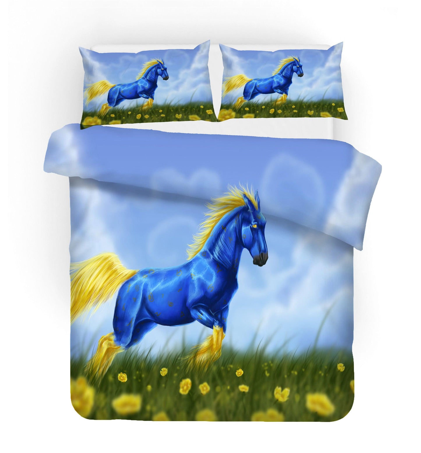 3D Blue Myth Horse Quilt Cover Set Bedding Set Pillowcases 34