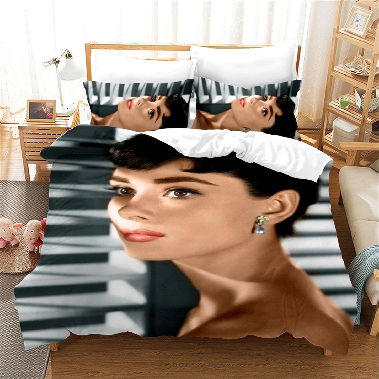 3D Audrey Hepburn Quilt Cover Set Bedding Set Duvet Cover Pillowcases SF30