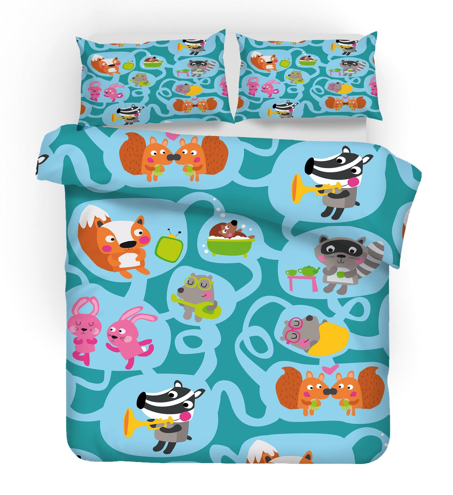 3D Cartoon Animals Pattern Quilt Cover Set Bedding Set Pillowcases 222