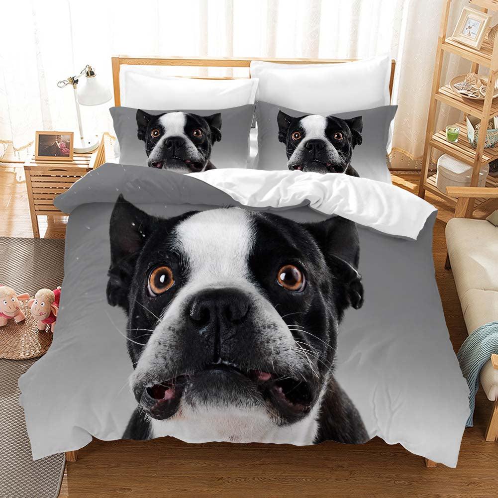3D Black White Dog Quilt Cover Set Bedding Set Pillowcases 190