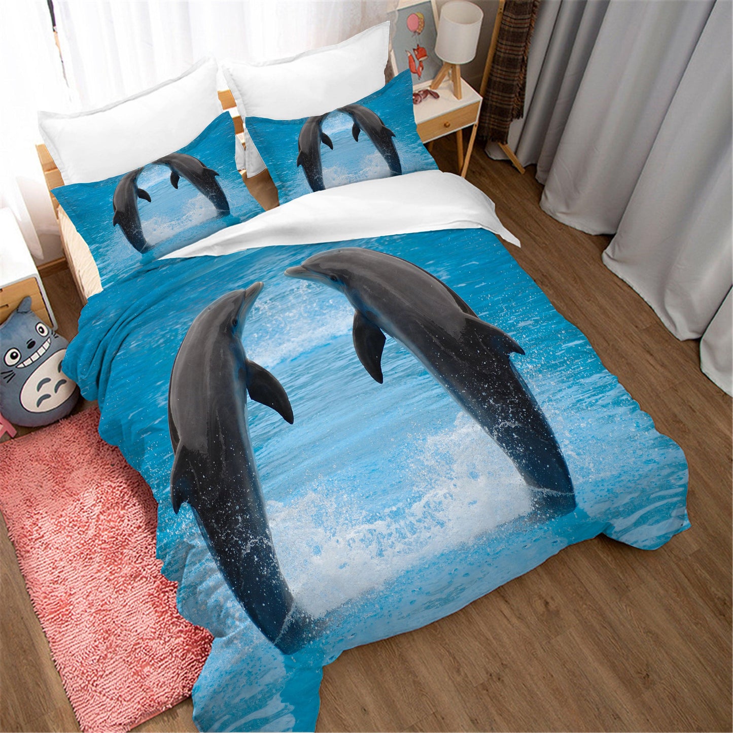 3D Blue Sea Animal Dolphin Quilt Cover Set Bedding Set Duvet Cover Pillowcases 35