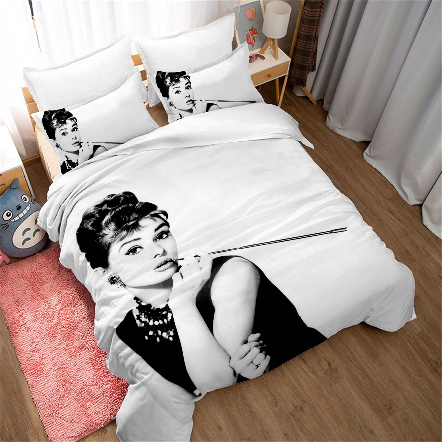 3D Black White Audrey Hepburn Quilt Cover Set Bedding Set Duvet Cover Pillowcases SF31