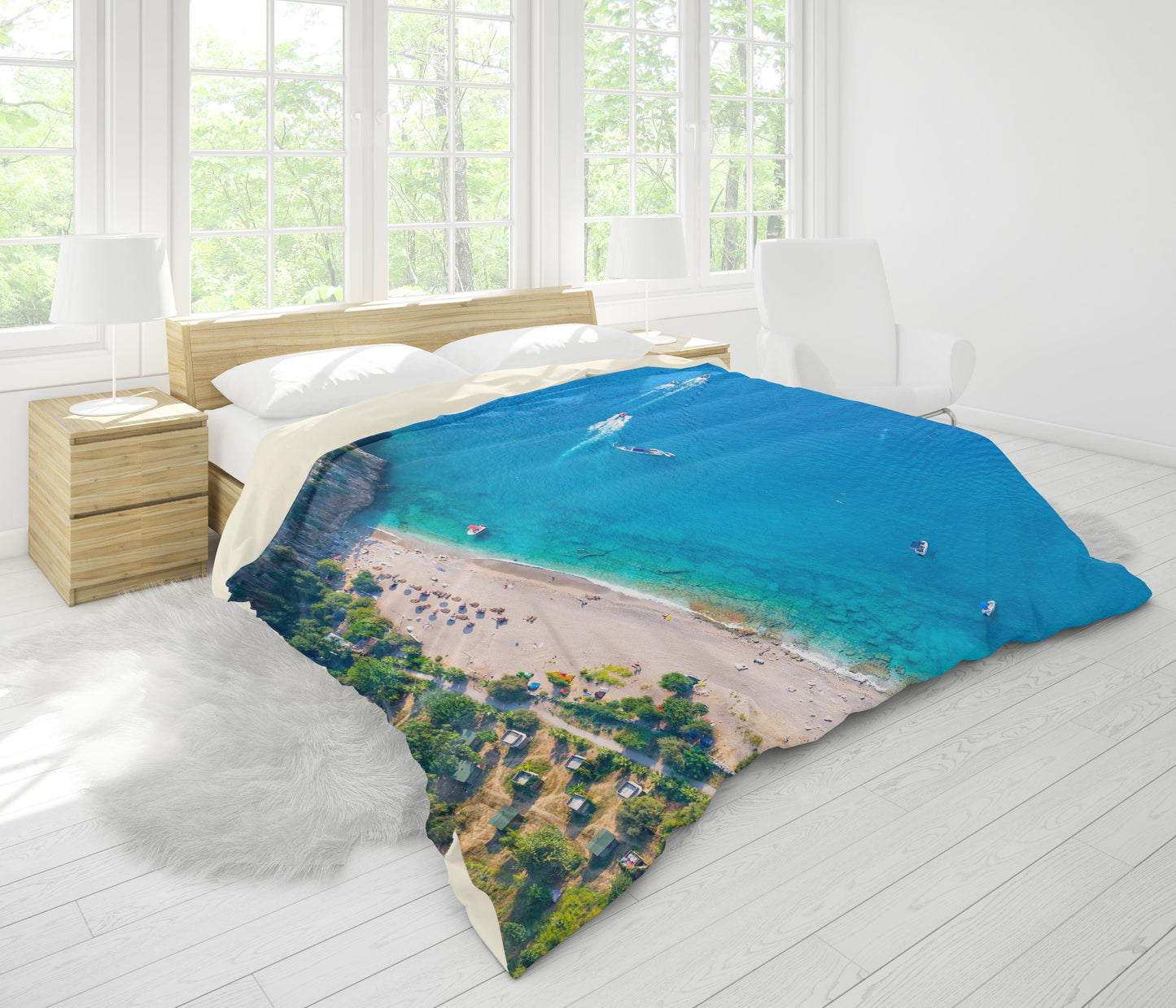 3D Blue Sea Beach Forest Coastal Quilt Cover Set Bedding Set Pillowcases 90