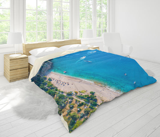3D Blue Sea Beach Forest Coastal Quilt Cover Set Bedding Set Pillowcases 90