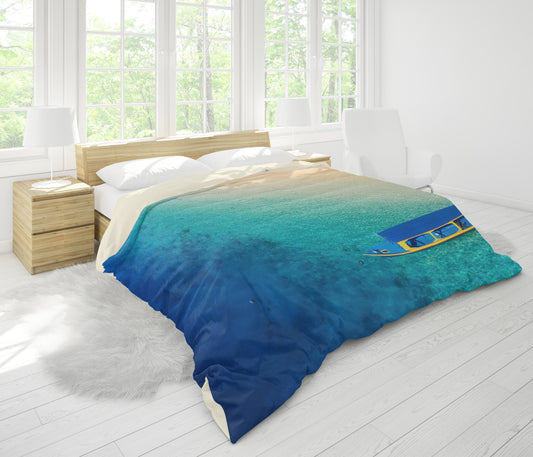 3D Blue Sea Boat Quilt Cover Set Bedding Set Pillowcases 99