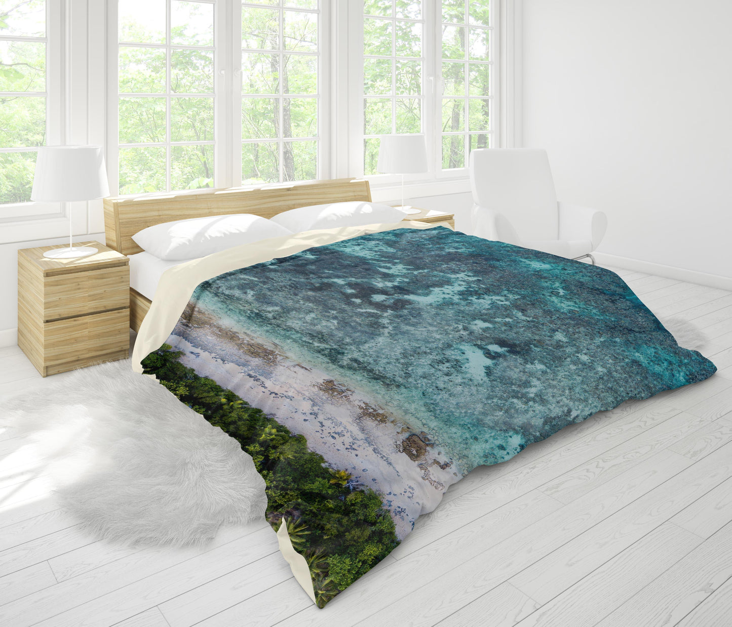 3D Blue Sea Wave Plants Quilt Cover Set Bedding Set Pillowcases 91