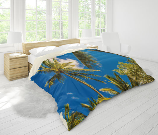 3D Blue Sky Coconut Tree Quilt Cover Set Bedding Set Pillowcases 46