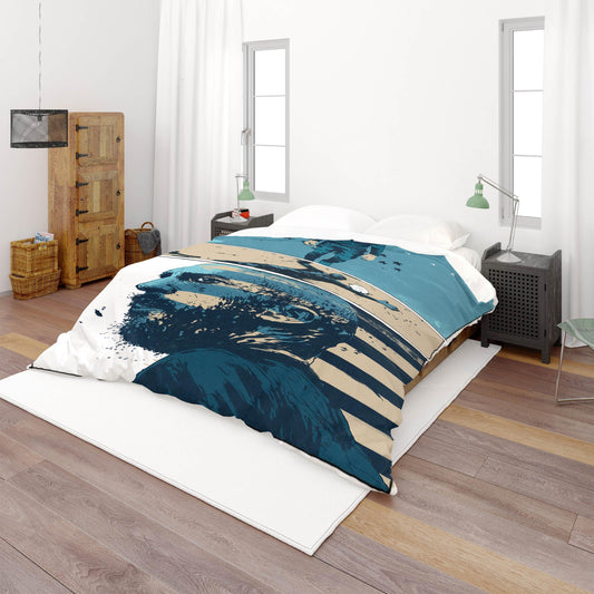 3D Blue Portrait Quilt Cover Set Bedding Set Pillowcases  53