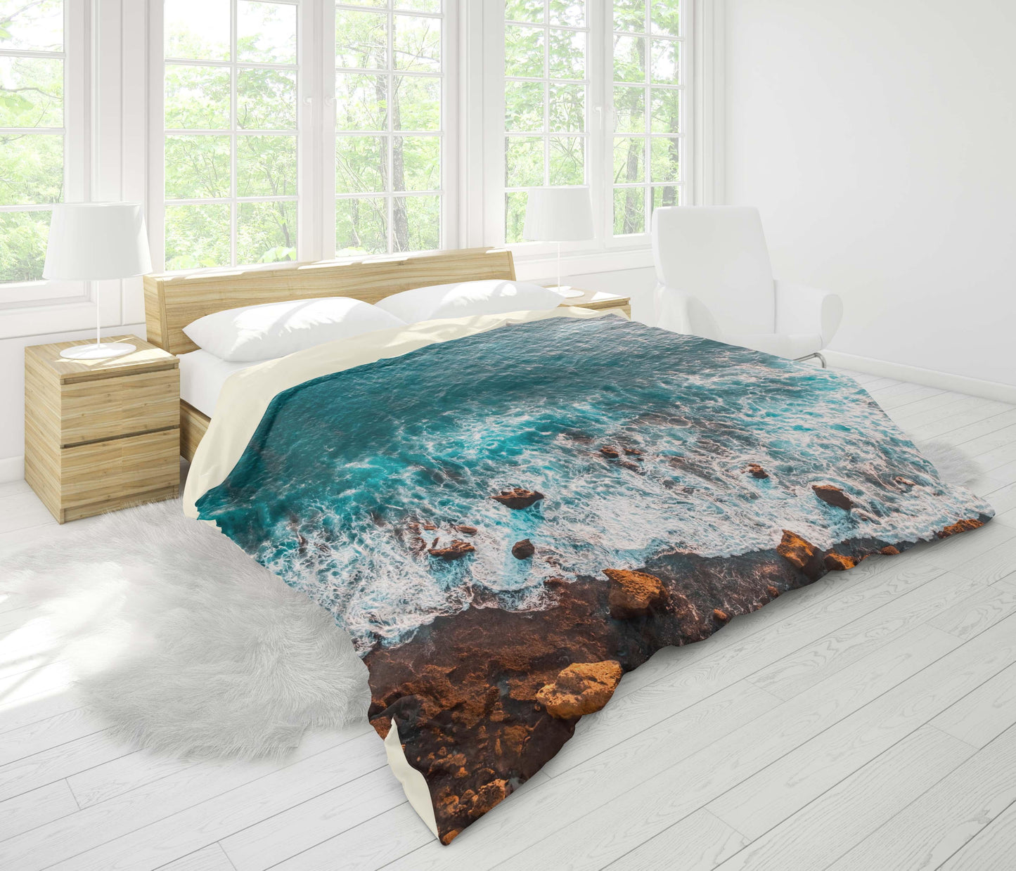 3D Blue Sea Wave Stone Quilt Cover Set Bedding Set Pillowcases 69