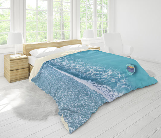 3D Blue Sea Wave Boat Quilt Cover Set Bedding Set Pillowcases 70