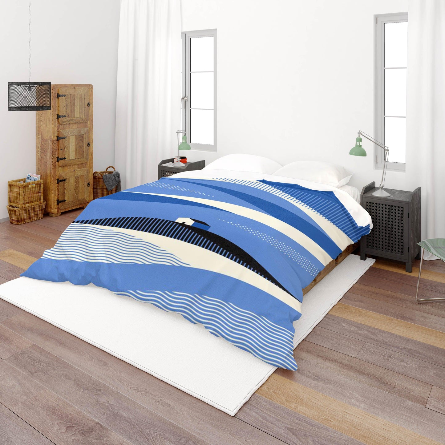3D Blue White Stripes Quilt Cover Set Bedding Set Pillowcases  41