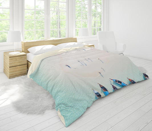 3D Blue Sea Beach Boat Quilt Cover Set Bedding Set Pillowcases 49