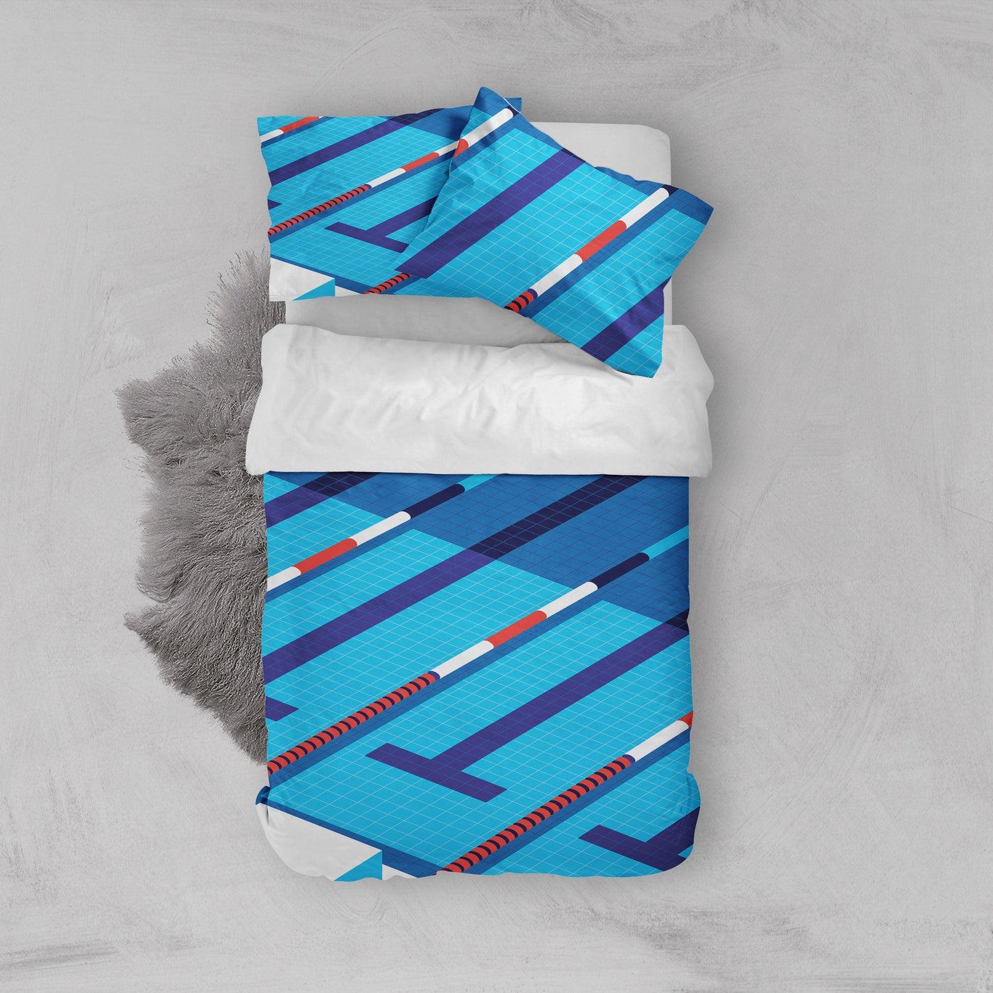 3D Blue Geometry Pattern Quilt Cover Set Bedding Set Pillowcases  48