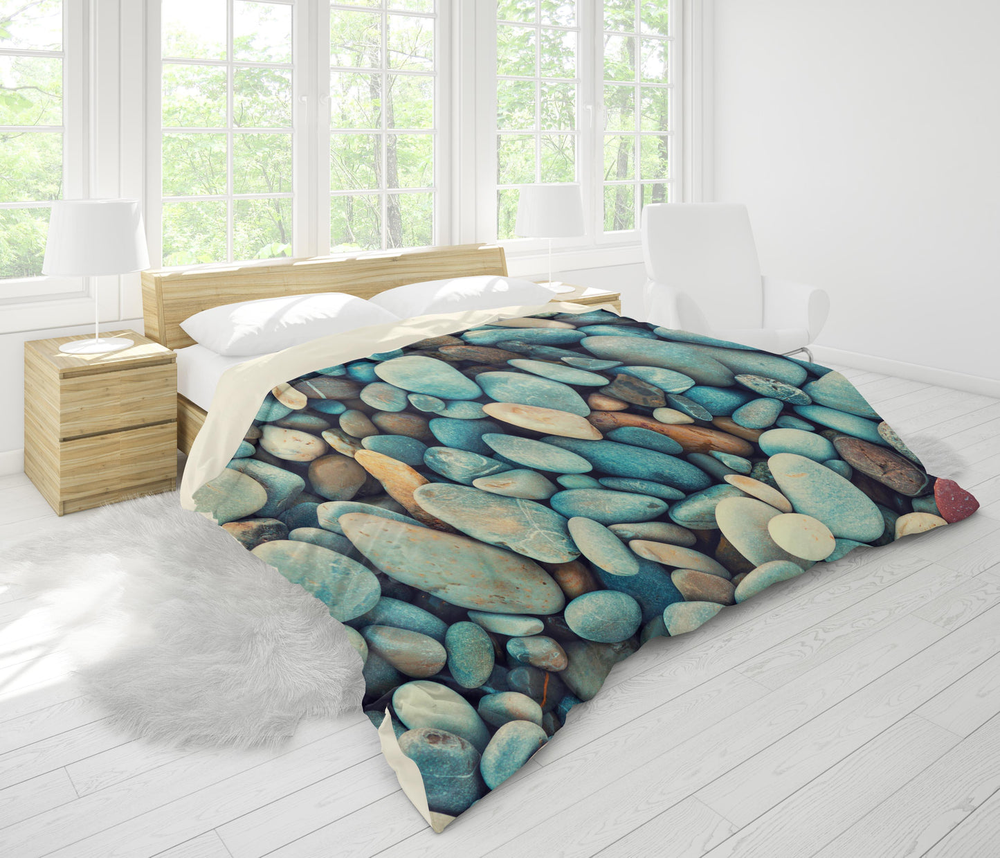 3D Blue Stone Quilt Cover Set Bedding Set Pillowcases 22