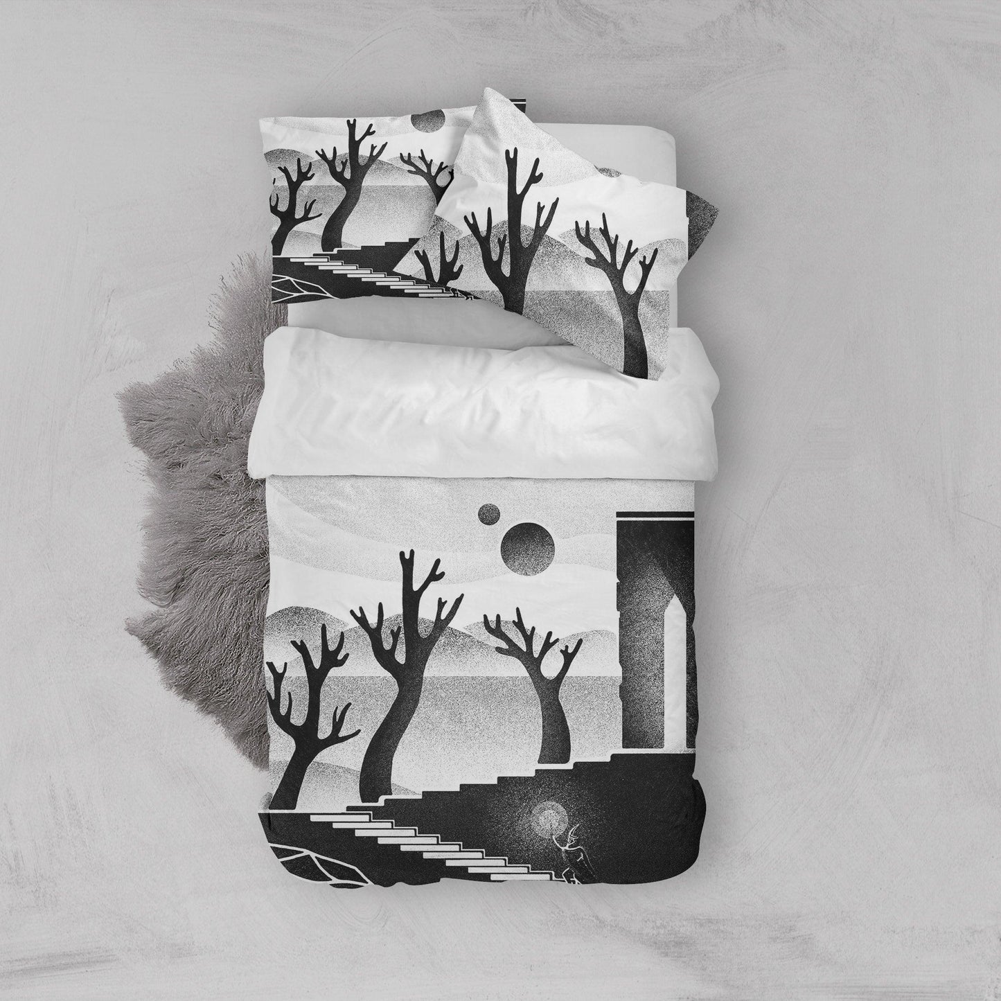 3D Black White Cartoon Quilt Cover Set Bedding Set Pillowcases  54