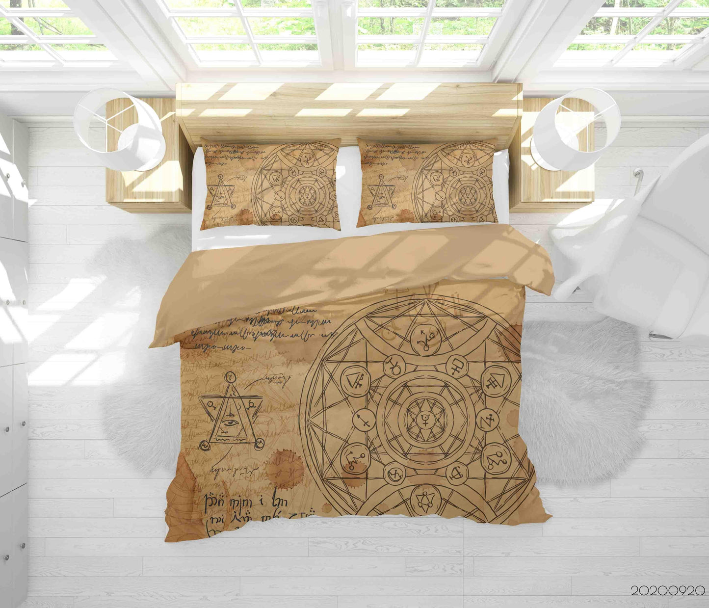 3D Alchemy Moon Sun Compass Quilt Cover Set Bedding Set Duvet Cover Pillowcases WJ 9227