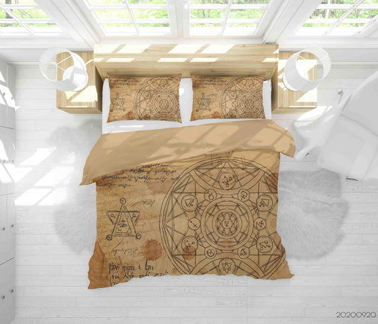 3D Alchemy Moon Sun Compass Quilt Cover Set Bedding Set Duvet Cover Pillowcases WJ 9227