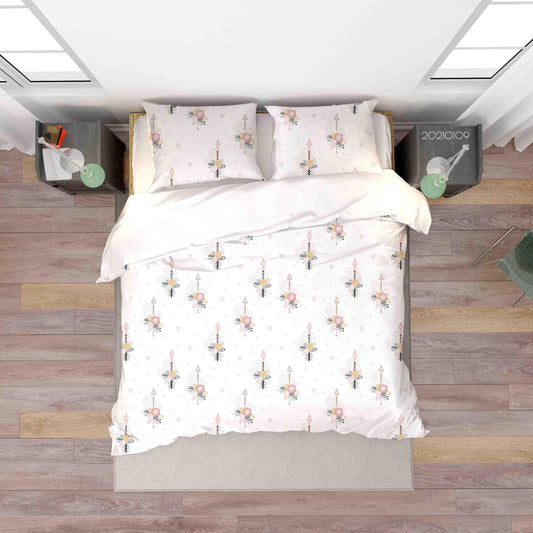 3D Cartoon Pink Flower Arrow Quilt Cover Set Bedding Set Duvet Cover Pillowcases 24 LQH