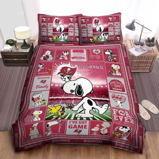 NFL Tampa Bay Buccaneers Custom Name Snoopy Bedding Set