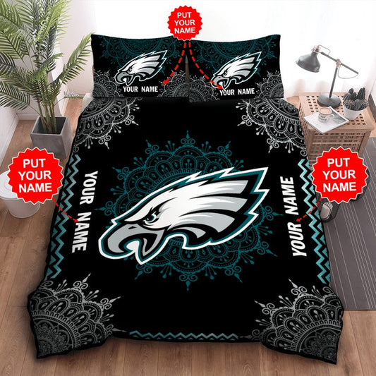 NFL Philadelphia Eagles Custom Name Dark Green Bedding Set