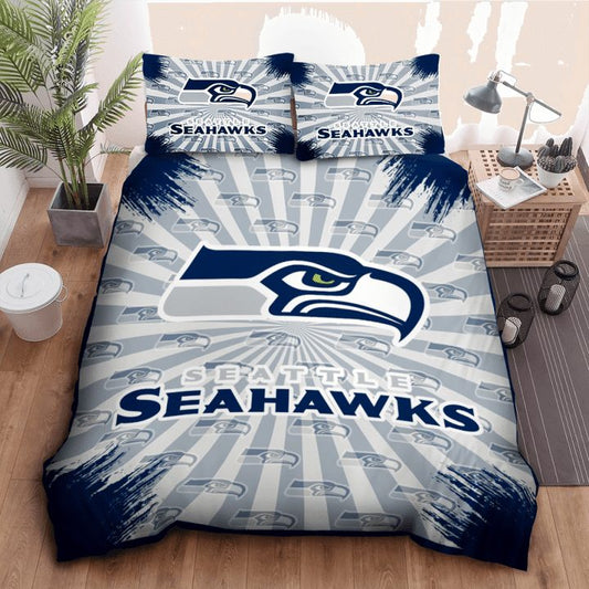 NFL Seattle Seahawks Grey Navy Bedding Set