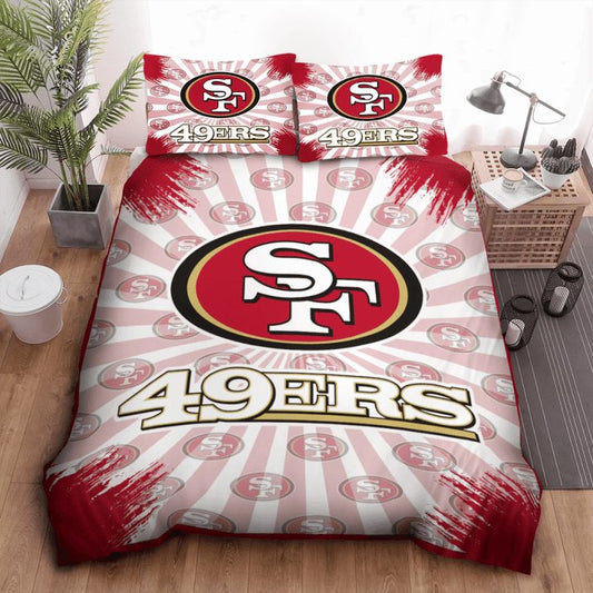 NFL San Francisco 49ers Logo White Red Bedding Set