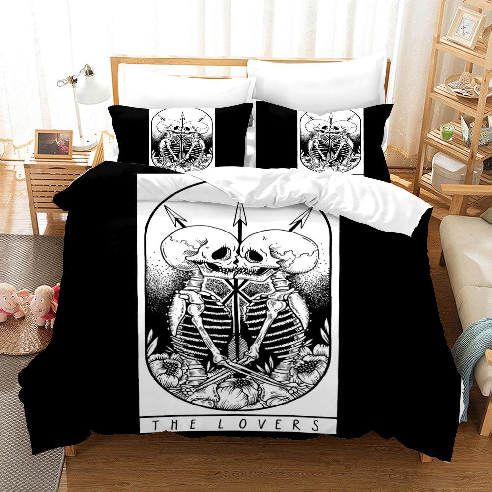 3D Black White Skeleton Skull Quilt Cover Set Bedding Set Pillowcases 135