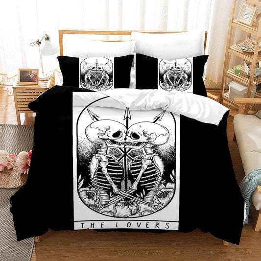 3D Black White Skeleton Skull Quilt Cover Set Bedding Set Pillowcases 135