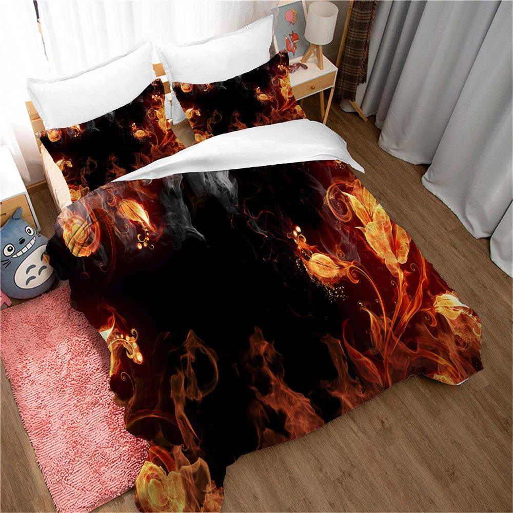3D Art Golden Leaf Flame Quilt Cover Set Bedding Set Duvet Cover Pillowcases 147