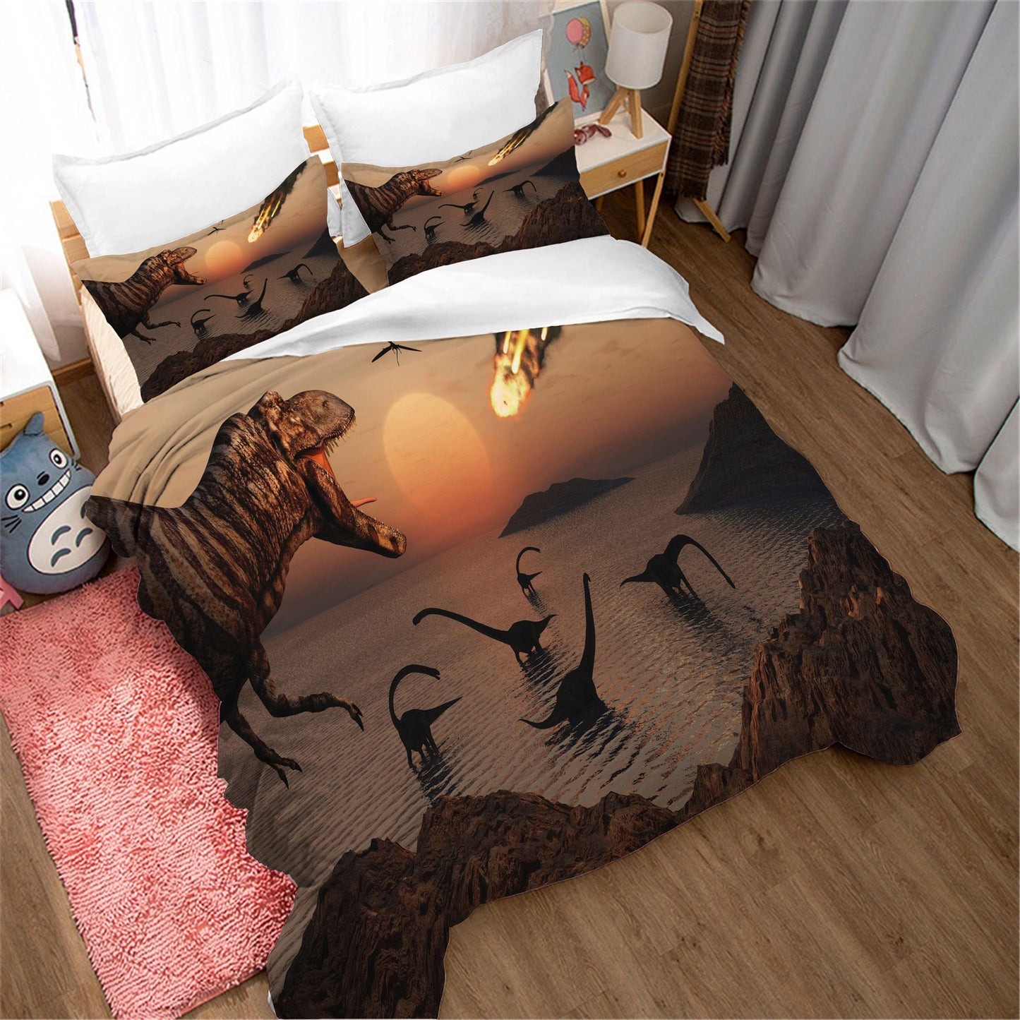 3D Animal Dinosaur Sunset Sky Quilt Cover Set Bedding Set Duvet Cover Pillowcases 110