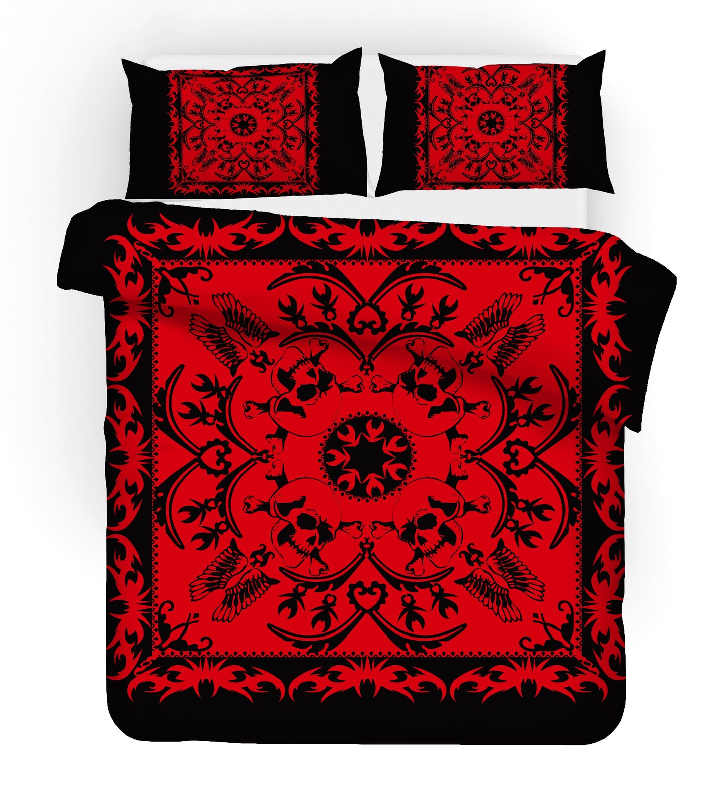 3D Black Red Floral Quilt Cover Set Bedding Set Duvet Cover Pillowcases SF01