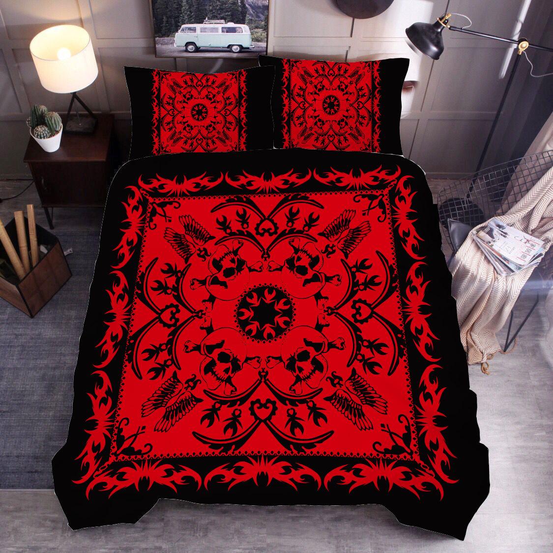 3D Black Red Floral Quilt Cover Set Bedding Set Duvet Cover Pillowcases SF01