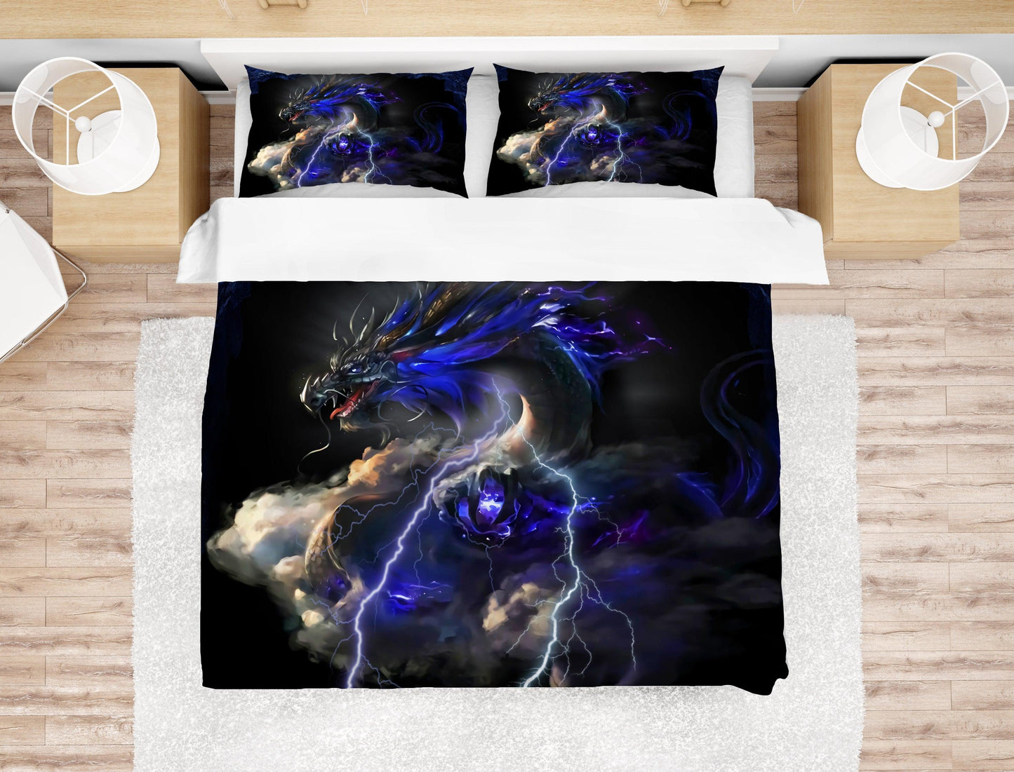 3D Blue Chinese Dragon Quilt Cover Set Bedding Set Pillowcases 21