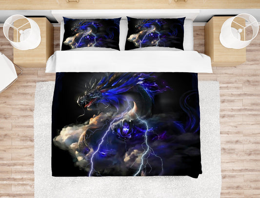 3D Blue Chinese Dragon Quilt Cover Set Bedding Set Pillowcases 21