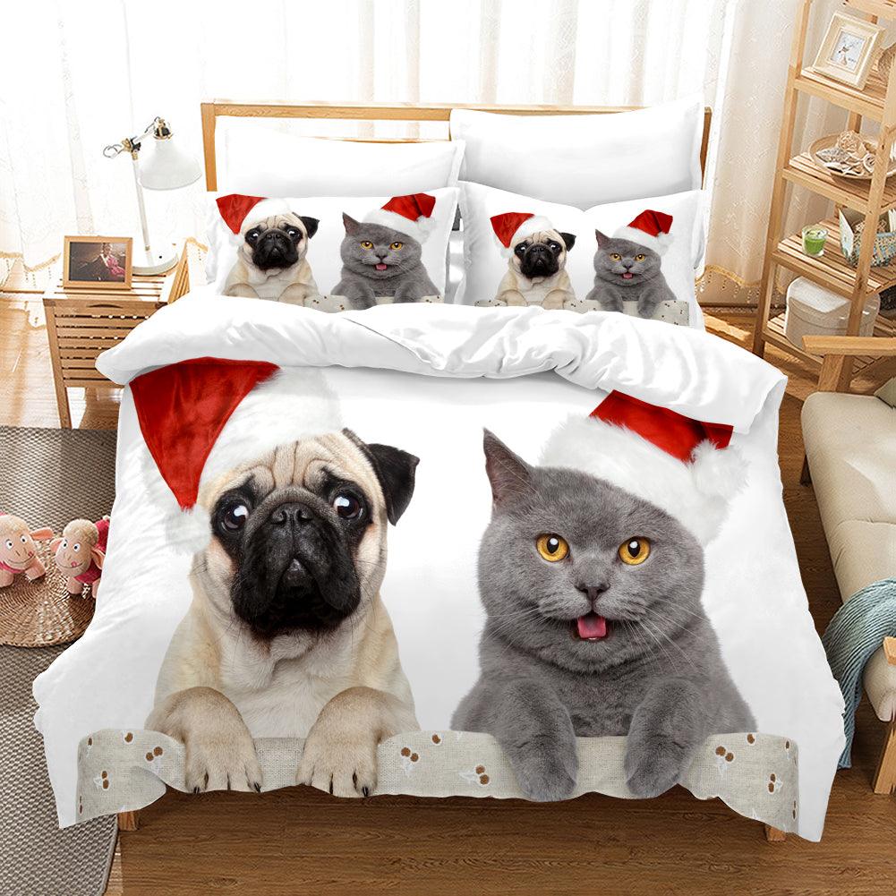 3D Animal Christmas Quilt Cover Set Bedding Set Duvet Cover Pillowcases WJ 1650