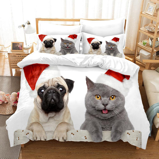 3D Animal Christmas Quilt Cover Set Bedding Set Duvet Cover Pillowcases WJ 1650