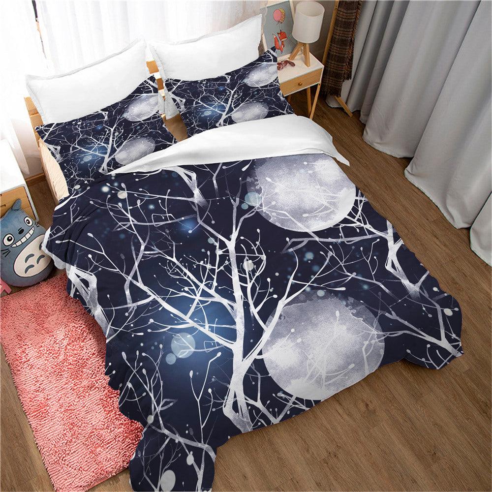3D Abstract Branch Night Sky Moon Quilt Cover Set Bedding Set Duvet Cover Pillowcases 108
