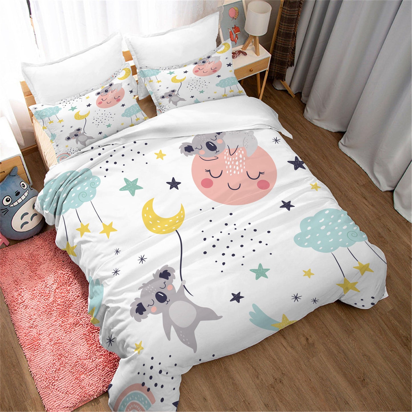 3D Cartoon Animal Koala Moon Star Quilt Cover Set Bedding Set Duvet Cover Pillowcases 6