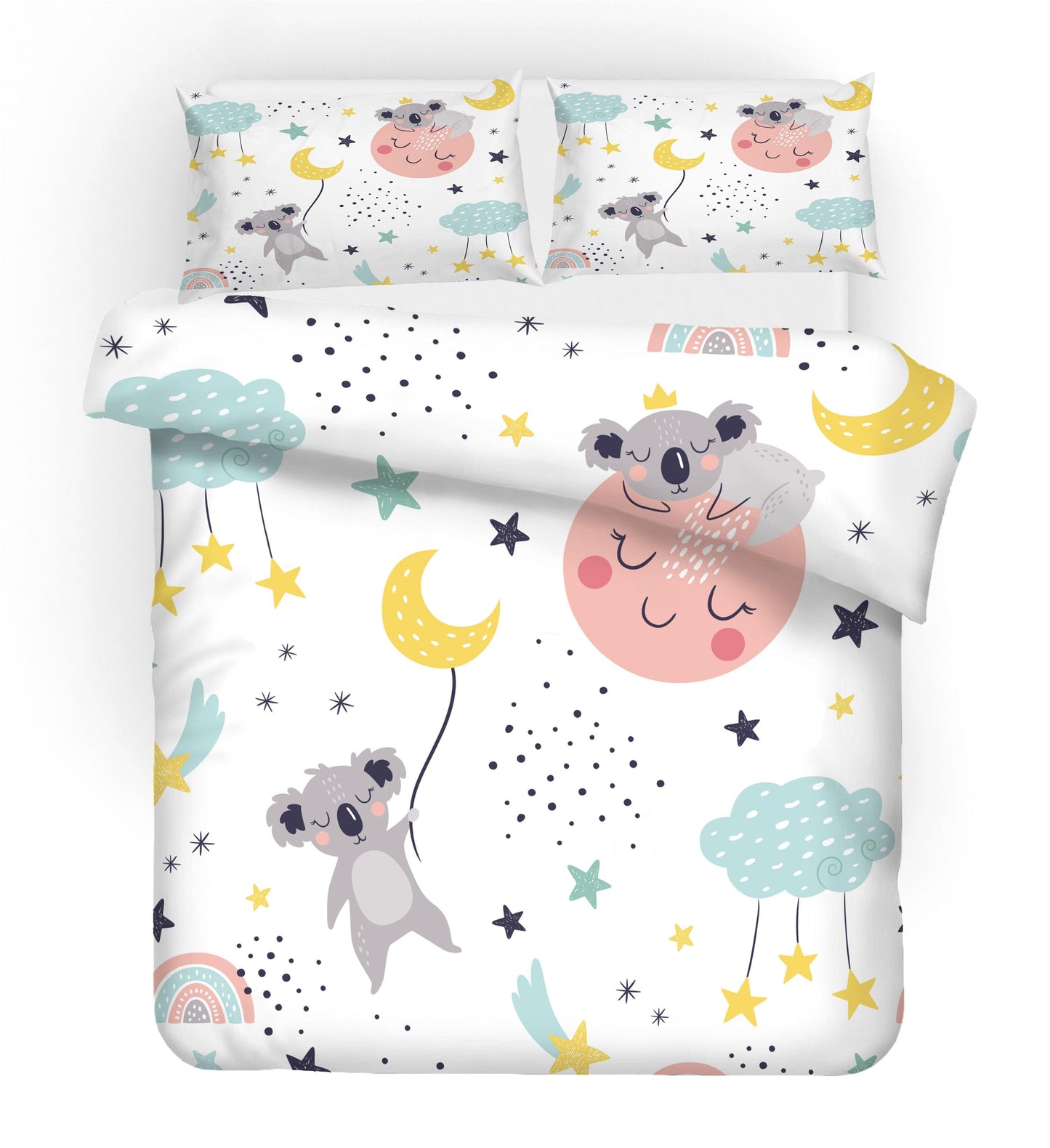 3D Cartoon Animal Koala Moon Star Quilt Cover Set Bedding Set Duvet Cover Pillowcases 6