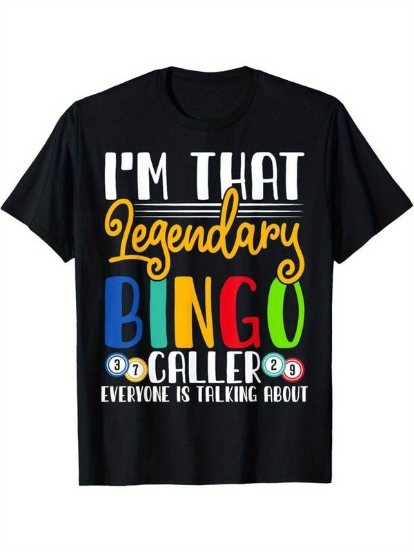[100% Cotton] Men's Black Cotton Tee - Legendary Bingo Caller Fun Quote T-Shirt for Game Night Enthusiasts and Humor Lovers