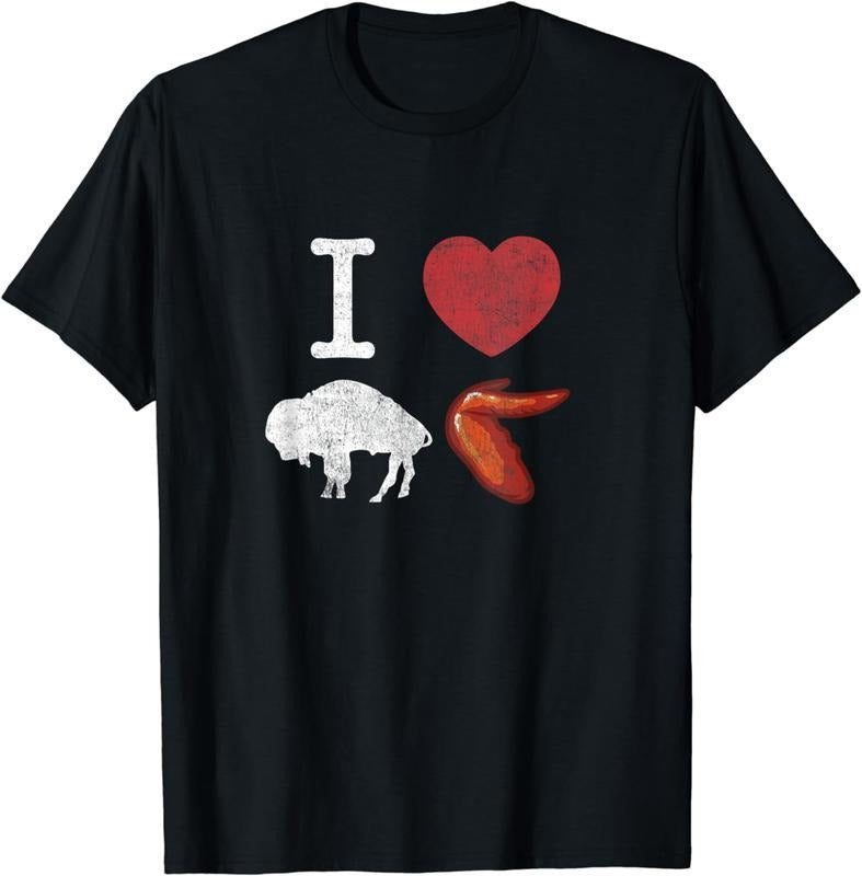 [100% Cotton]I Love Buffalo Wings T-Shirt - Chicken Wings Shirt