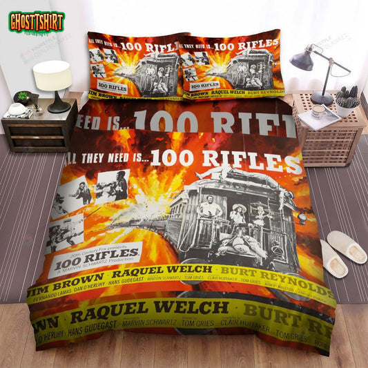 100 Rifles (1969) All They Need Movie Poster Bed Sheets Spread Comforter Duvet Cover Bedding Set