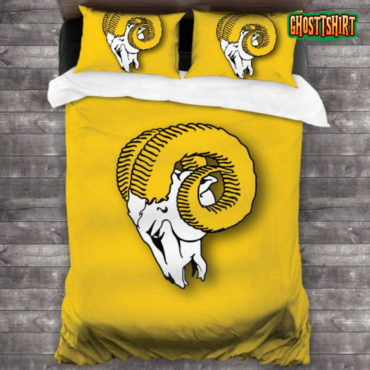 100 Washed Microfiber Los Angeles Rams Logo Bedding Set
