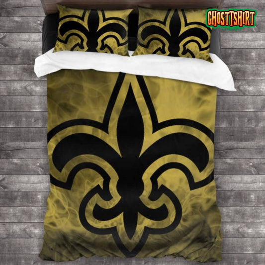 100 Washed Microfiber New Orleans Saints Logo Bedding Set