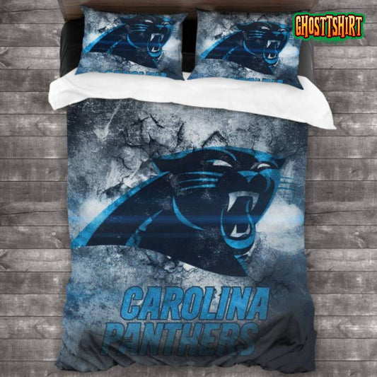 100 Washed Microfiber NFL Carolina Panthers Logo Bedding Set