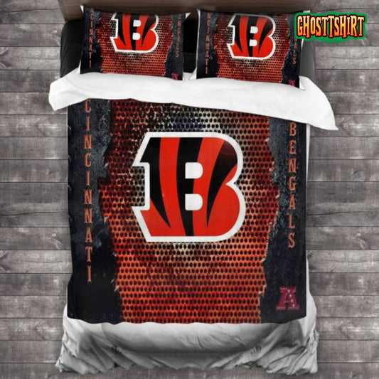 100 Washed Microfiber NFL Cincinnati Bengals Logo Bedding Set